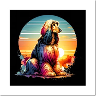 Watercolor Afghan Hound Sunset Posters and Art